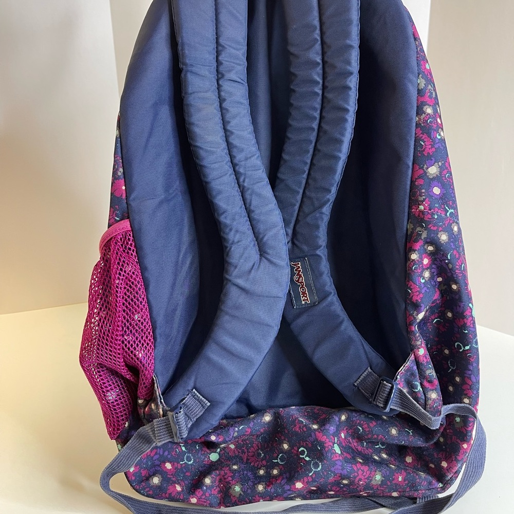 Jansport Big Student Backpack Navy With Flower Print. Gem